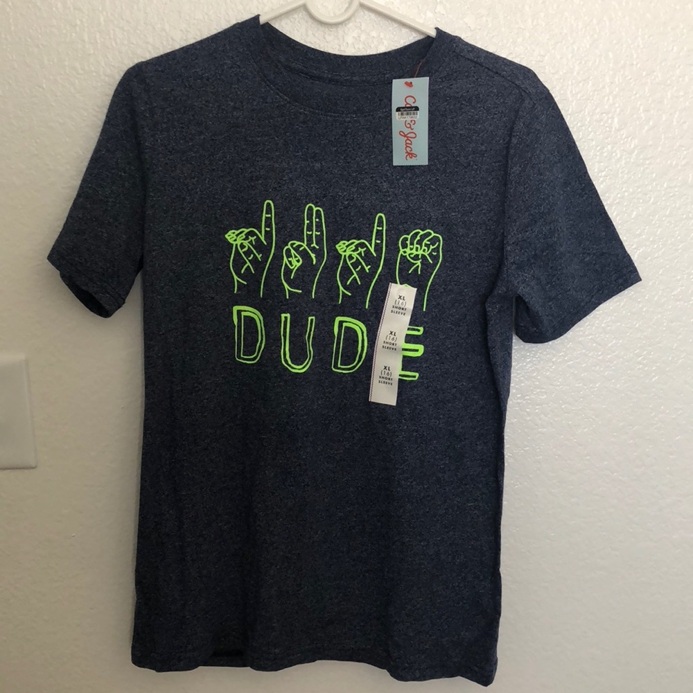Cat & Jack “DUDE” Sign language T-shirt.